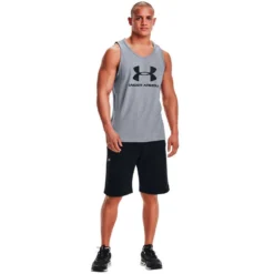 Under Armour Mens Sportstyle Logo Tank -Under Armour Shop Rebel 56651401 01 grey hi res