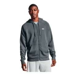 Under Armour Mens Rival Full Zip Cotton Hoodie -Under Armour Shop Rebel 60273201 01 grey hi res