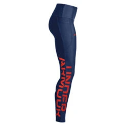 Under Armour Womens HeatGear No-Slip Waistband Branded Full Length Tights Navy XS -Under Armour Shop Rebel 61202801 01 navy hi res