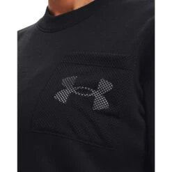 Under Armour Womens UA Rival Fleece Mesh Crew Sweatshirt -Under Armour Shop Rebel 61207001 02 black hi res