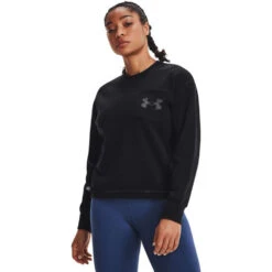 Under Armour Womens UA Rival Fleece Mesh Crew Sweatshirt