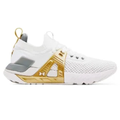 Under Armour Project Rock 4 Womens Training Shoes White/Gold US 6