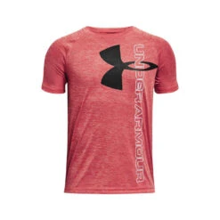 Under Armour Boys Tech Split Logo Hybrid Tee Red/Black S
