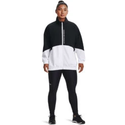 Under Armour Womens Woven Full Zip Oversized Jacket -Under Armour Shop Rebel 63256501 01 black hi res