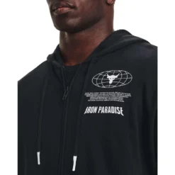 Under Armour Project Rock Mens Rival Fleece Disrupt Full-Zip Hoodie -Under Armour Shop Rebel 63329301 01 black hi res