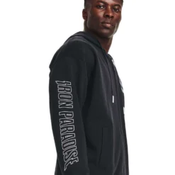 Under Armour Project Rock Mens Rival Fleece Disrupt Full-Zip Hoodie -Under Armour Shop Rebel 63329301 02 black hi res