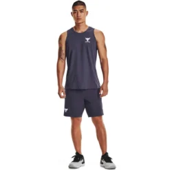 Under Armour Project Rock Mens ArmourPrint Tank -Under Armour Shop Rebel 63329501 03 grey hi res