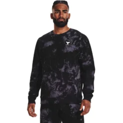 Under Armour Project Rock Mens Rival Fleece Disrupt Printed Sweatshirt Black L