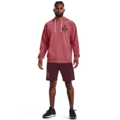 Under Armour Project Rock Mens Terry Hoodie -Under Armour Shop Rebel 63331501 02 red hi res
