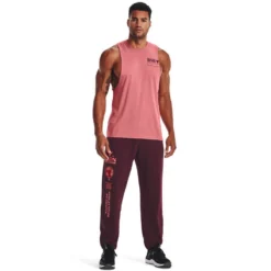 Under Armour Project Rock Mens Heavyweight Terry Track Pants -Under Armour Shop Rebel 63331601 02 red hi res