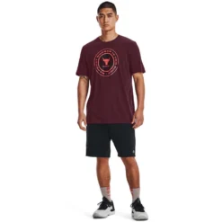 Under Armour Project Rock Mens Globe Tee -Under Armour Shop Rebel 63331901 02 red hi res