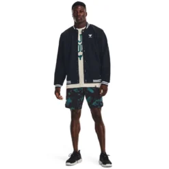 Under Armour Project Rock Mens Mesh Varsity Jacket -Under Armour Shop Rebel 65036401 01 black hi res