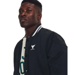 Under Armour Project Rock Mens Mesh Varsity Jacket -Under Armour Shop Rebel 65036401 03 black hi res