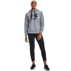 Under Armour Womens Rival Fleece Logo Hoodie -Under Armour Shop Rebel 65057401 01 grey hi res