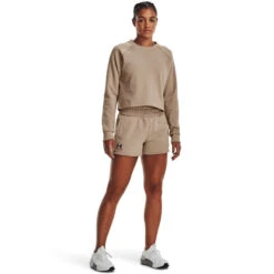 Under Armour Womens Terry Long Sleeve Crop Top -Under Armour Shop Rebel 65142701 01 brown hi res